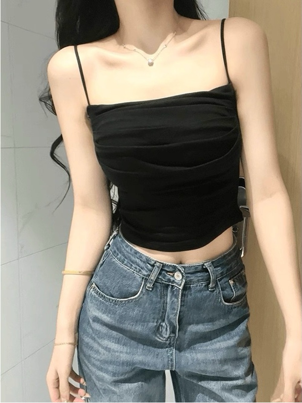 New 5cm Push up padded cami top black women